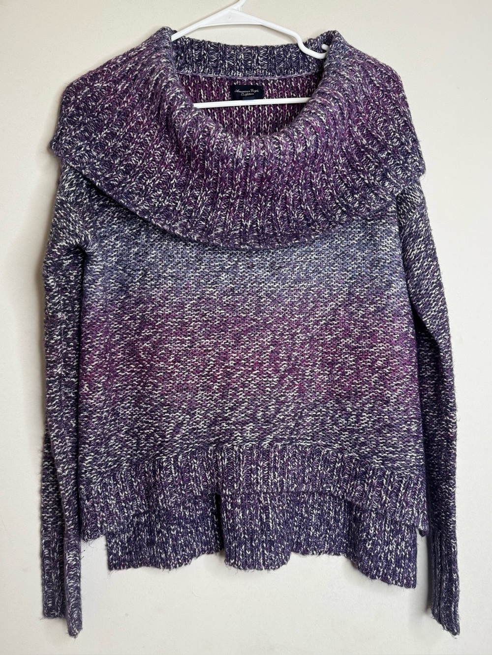 American Eagle Outfitters Purple Marled Cowl Neck Sweater